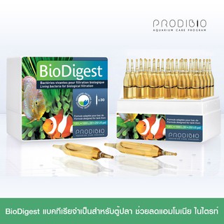 Prodibio BioDigest, แบคทีเรียสำหรับตู้ปลา ช่วยลดแอมโมเนีย ไนเตรต (1กล่อง, 30หลอด)