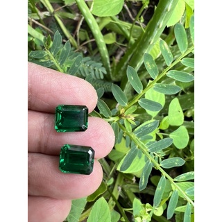 มรกต นาโน สี่ เหลี่ยม ตัดมุม ขนาด 10x12 มิล 11.0กะร( 2 เม็ด)Nano Emerald Octagon 10x12 MM 11.00 cts (2 pc))