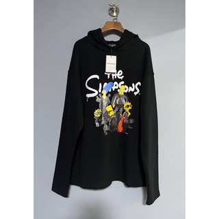 BALENCIAGA X THE SIMPSONS PRINT BLACK COTTON HOODIE เสื้อฮู้ดดี้ กันหนาวแขนยาว แบรนด์บาลองเวียก้า การ์ตูนครอบครัวซิมสัน