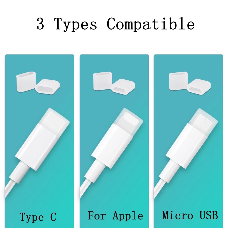 3 ชิ้น สําหรับ Micro USB/IOS/Type C/USB สายเคเบิลข้อมูล ปลั๊ก กันฝุ่น ซิลิโคน ฝาครอบ / ป้องกันฝุ่น สายเคเบิล อะแดปเตอร์ ปลั๊ก ฝาครอบป้องกัน ราคา ถูกที่สุด ดีลบีเคเค แกลเลอรีภาพที่ 2