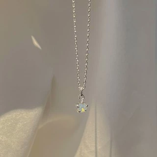 SissyJewelry // สร้อยคอเงินแท้ รุ่น single gem mini chain necklace (พลอยกลม4mm) 🎁Free gift box🎁