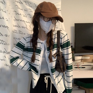 Saiai เสื้อคาร์ดิแกน ผ้าถัก ลายทาง สําหรับผู้หญิง