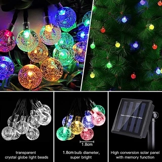 โซล่าเซลล์ ลายปิงปอง สายดำแบบ 25/50/100/หลอด LED ไฟกระพริบ ไฟตกแต่งกลางแจ้ง