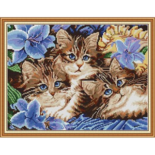 ชุดปักครอสติช ลูกแมว แมวสามตัว (Cat Kitten Cross stitch kit)