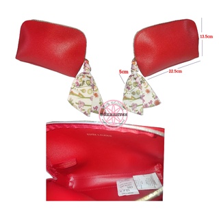 กระเป๋าเครื่องสำอาง สีแดง สไตล์คลาสสิค วินเทจ ESTEE LAUDER Red Pebble Pouch