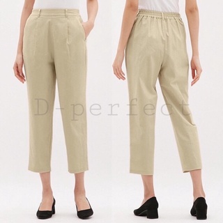 GU Linen pants  กางเกงขายาว ผ้าลินิน ขอบเอวด้านหลังยางยืด เนื้อผ้ายืดหยุ่นเล็กน้อย ใส่สบายกระเป๋าล้วง2 ข้าง