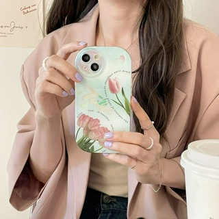 💕พร้อมส่ง💕iPhone 14 13 12 11 Pro Max เคส for เคสไอโฟน11น่ารัก บางเบาพกพาง่าย ดอกทิวลิป  กันกระแทก Case