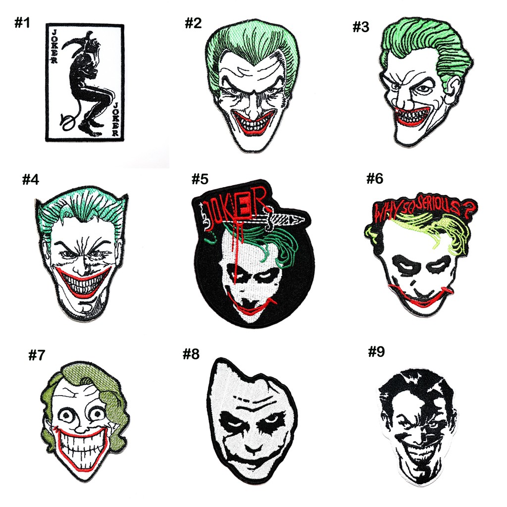 ตัวรีดติดเสื้อ อาร์ม เท่ๆ แนวๆ ลายการ์ตูน โจ๊กเกอร์ Joker DIY  wop ติดเสื้อ อาร์มติดเสื้อ รองเท้า กร