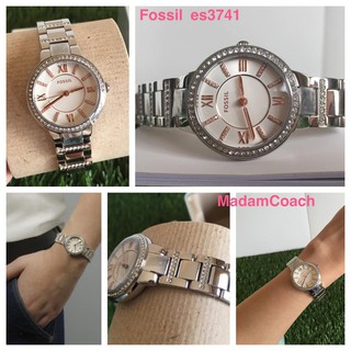 Fossil ES3741 นาฬิกาข้อมือผู้หญิง Virginia Silver Crystal-set DialStainless Steel