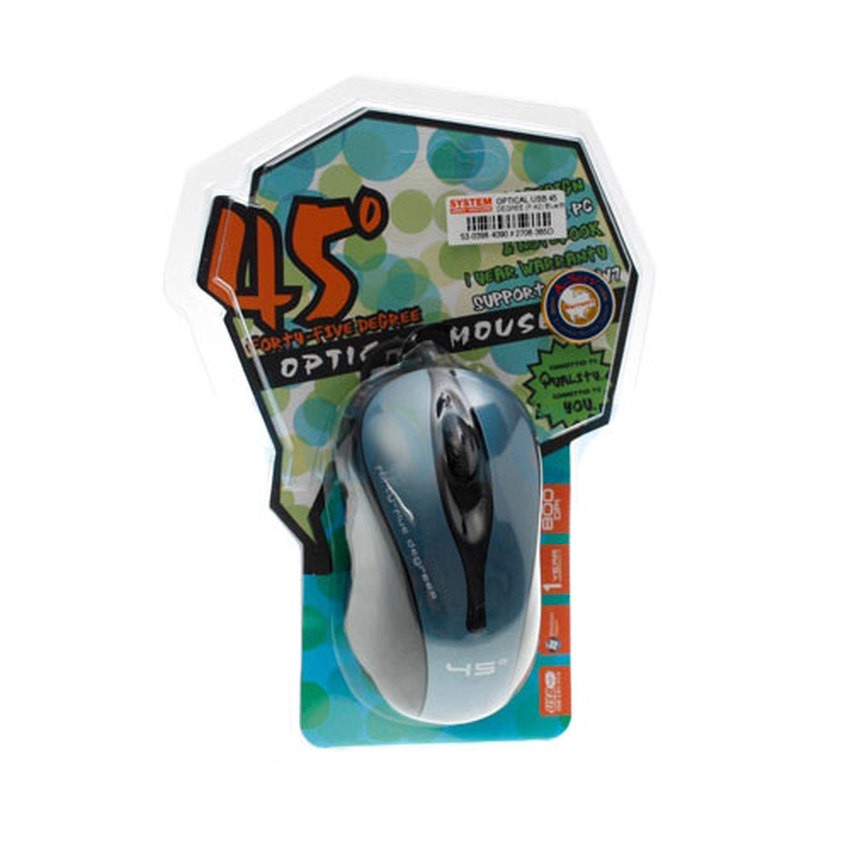 45 DEGREE เมาส์ USB Optical Mouse (F-42) Blue/Black ของแท้