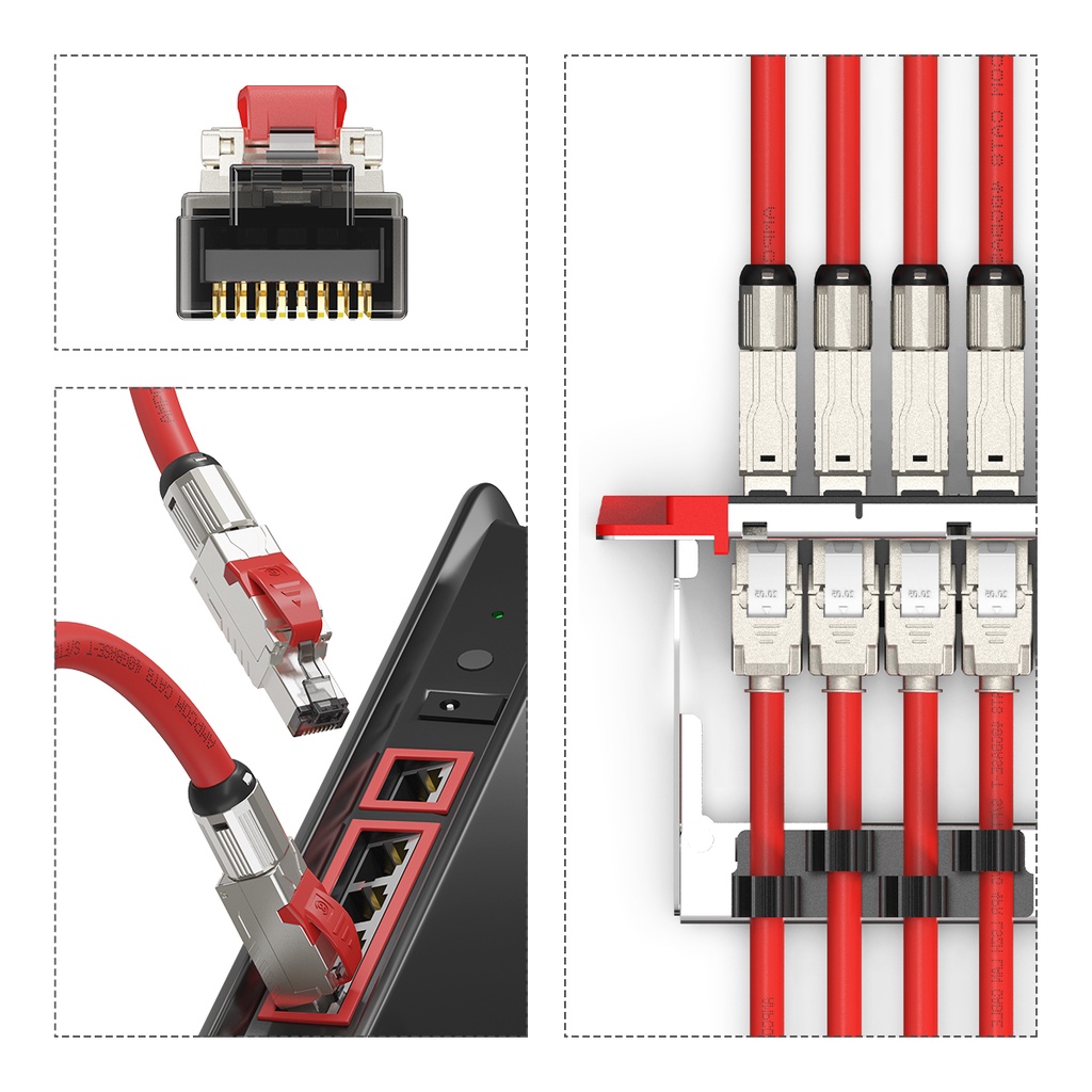 AMPCOM สายแพทช์อีเธอร์เน็ต CAT8, 1-25 เมตร S/FTP สายแบบกล้ามเน็ตด้านนอก 22AWG | 2000Mhz (2Ghz) สูงสุดถึง 40Gbps | Ethernet LAN รุ่นอนาคต รุ่นที่ 5