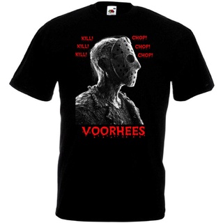 เสื้อยืดครอปเสื้อยืดแขนสั้น พิมพ์ลาย Jason Voorhees โอเวอร์ไซซ์ สไตล์คลาสสิก สีดําS-5XL