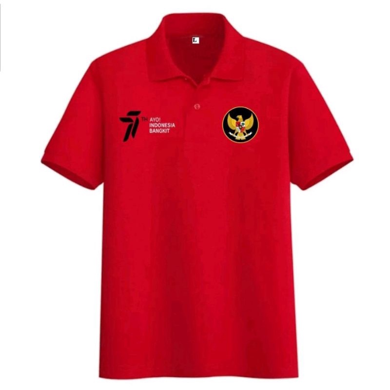 Ri เสื้อยืดโปโล ลายครบรอบ 777 ปี 17 ปี สีแดง และสีขาว สําหรับ INDONESIA