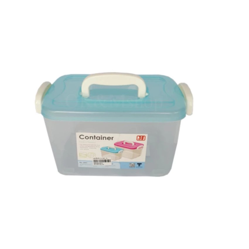 OL&P shop กล่องพลาสติก กล่องใส่ของ ปิคนิค อเนกประสงค์ 19x28x17ซม.สีฟ้า