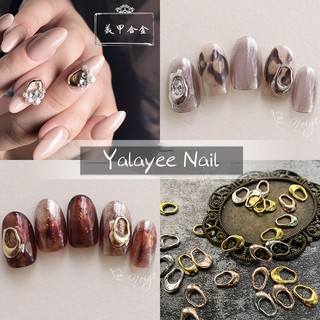 Yalayee [Manicure Accessories] กรอบโลหะกลวง สไตล์ญี่ปุ่นย้อนยุค สีโรสโกลด์ ทอง เงิน ปืนดํา ทอง เงิน 10 ชิ้น