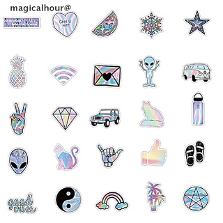 magicalhour 50Pcs Holographic Laser Style Stickers Guitar Suitcase Helmet Graffiti Sticker new