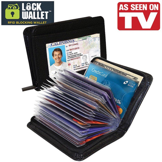 Block Wallet Secure RFID Blocking กระเป๋าสตางค์บัตรเครดิต - 789522 - jnp สีดํา