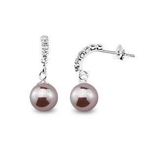 Silver thai 925 Sterling Silver White Shell Pearl Stud Earrings Earringsต่างหูเงินแท้ 925ไข่มุกแท้ใส่ออกงานดูสวยและใส่เล