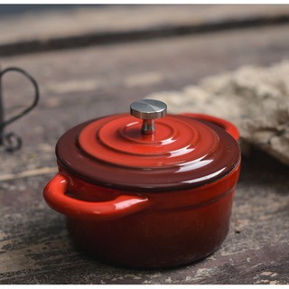 Little happiness cast iron enamel pot cute mini baby food supplement pot 10cm household small milk pot soup pot dessert