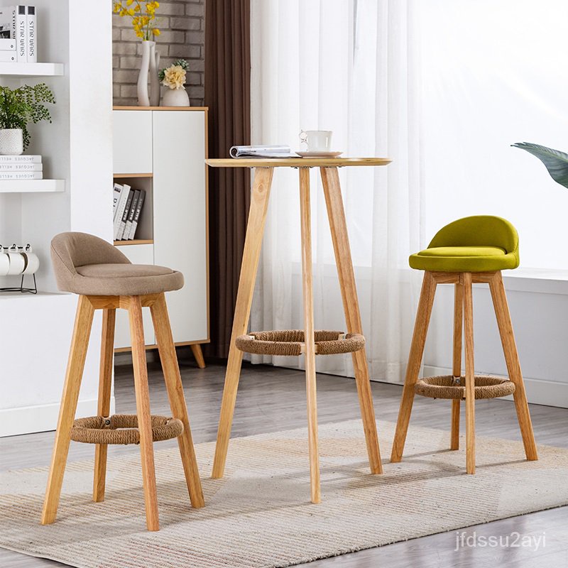 Simple Modern Nordic Solid Wood Bar Table and Chair Combination Bar ...