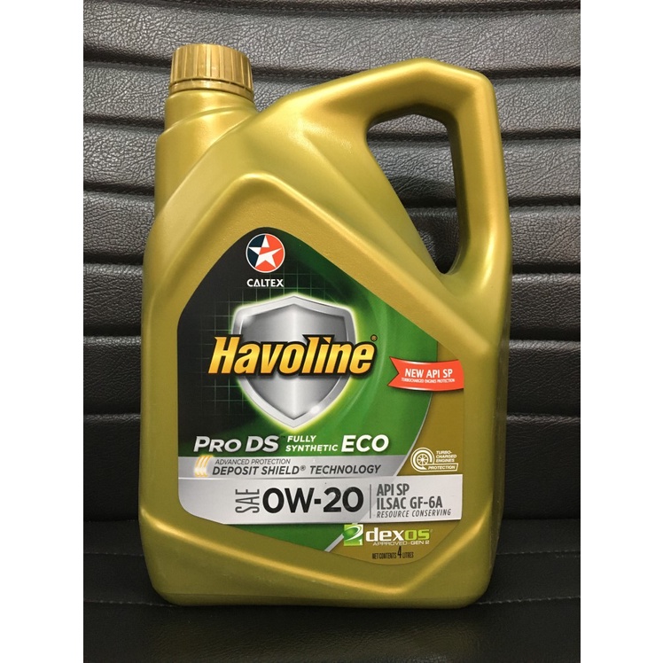CALTEX น้ำมันเครื่อง Havoline ProDS ECO (สังเคราะห์แท้) 0W-20 สำหรับอีโค้คาร์ ขนาด 4 ลิตร