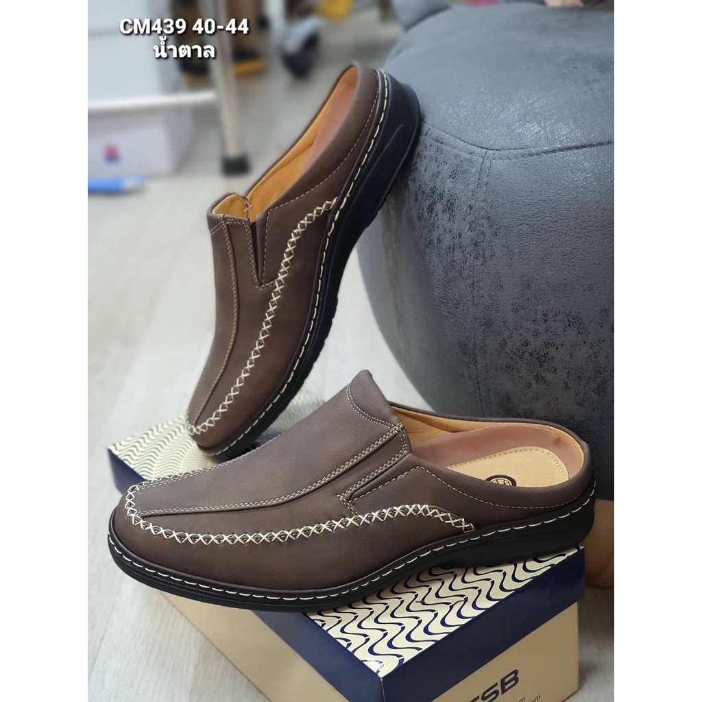 รองเท้าหนังลำลองแบบสวมทรงเท้าเรียวCM439มี3สีไซส์40-44ไซส์ปกติเท้าอวบ+1ไซส์