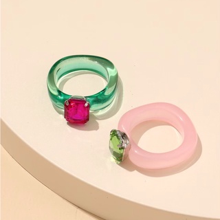 แหวนอะคริลิคเพชร Diamond resin acrylic ring