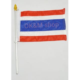 OK&amp;M Shop ธงชาติไทยขนาดเล็ก ผ้ากว้าง19xยาว30ซม. เสาธงยาว42ซม.(1อัน)