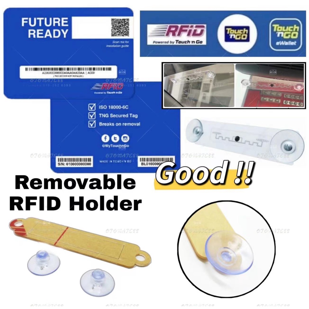 MY RFID Holder Touch n Go RFID Tag Sticker ฟิล์มกันรอย Smart Tag Car (สําหรับหน้าต่างสี) + ถ้วยดูด