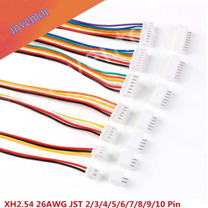 สายเคเบิ้ลเชื่อมต่อ JST XH2.54 XH 2.54 มม. 2 3 4 5 6 7 8 9 10 Pin ซ็อกเก็ตปลั๊กตัวผู้ ตัวเมีย 200 มม