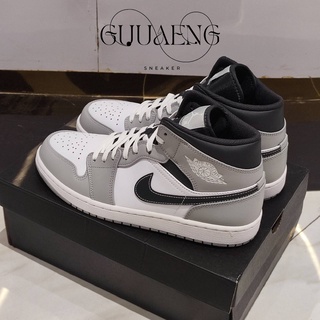 (ลดอีก 250.- กดรับโค้ดหน้าแอพ) Jordan 1 Mid Light Smoke Grey Anthracite ✅พร้อมส่ง แท้ 100%✅