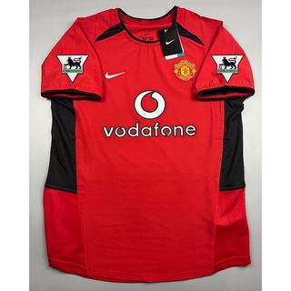 เสื้อบอล ย้อนยุค แมนยู 2002 เหย้า Retro Manchester United Home อาร์มพรีเมียร์ลีค เรโทร คลาสสิค 2002-04