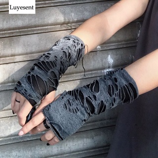 Punk Black Broken Slit Gothic Unisex Glove Fingerless Cuff Ninja Sport Hole Mitten Cool Women Men Hollow Out Rock Goth Gloves