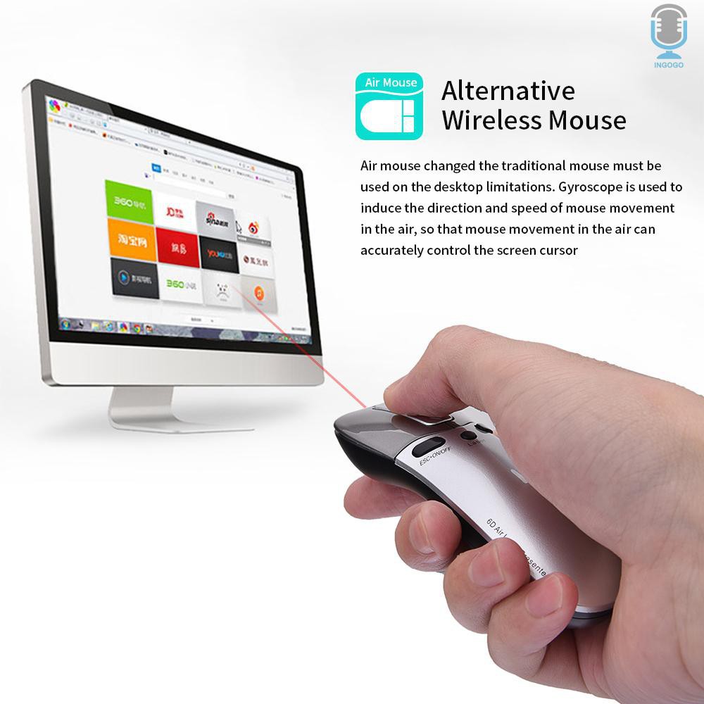 ┇▨▦6D Multifunction Air Laser Presenter 2.4G Wireless Presenter Mouse Gyro Sensing Wireless Air Mouse PPT Remote Control