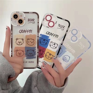 iPhone 13 13pro 13prm iPhone Case น่ารักรูปแบบสี่ตารางการ์ตูนโปร่งใสสำหรับ iPhone 11 7Plus 8Plus Xr XS 13 12 Pro MaxTPU กรณี