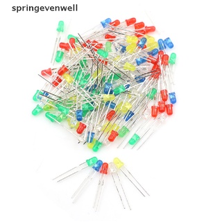 [springevenwell] ไดโอดเปล่งแสง LED 20mA 2Pin 3 มม. สีแดง เขียว ขาว ฟ้า เหลือง 100 ชิ้น ต่อชุด