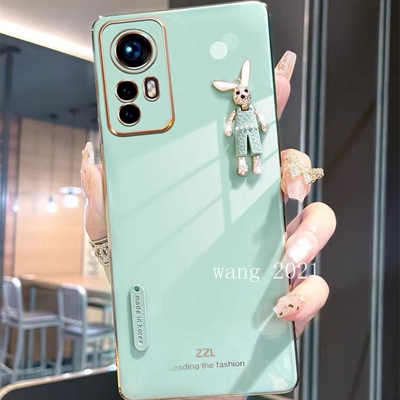 2022 New Casing Xiaomi 12T Pro 12 Lite POCO M5s C40 เคส Phone Case Straight Edge Plating with Trendy Rabbit Ultra-thin Silicone Soft Back Cover เคสโทรศัพท #8