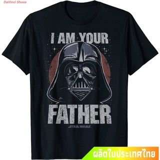 เสื้อยืดผ้าฝ้ายDaVinci Shoes ข้อเสนอพิเศษ ดิสนีย์ สตาร์วอร์ส ฤดูร้อน Star Wars Darth Vader I Am Your Father Dark Portrai