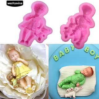 อาหารเกรดซิลิโคน 3D เด็กผู้หญิง / เด็กเค้กแม่พิมพ์ Fondant Mold DIY