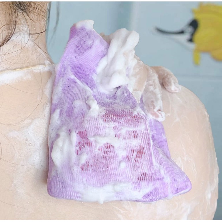 ถุงตาข่ายตีฟองสบู่เนื้อม่วง 1แพค 50 ใบ 150 บาท