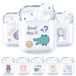 TPU เคสหูฟังบลูทูธไร้สายเคสหูฟัง For Airpods Case For Airpods 2 Airpod Air pod 1 GEN2 Gen1 การ์ตูนใสเคสอ่อน