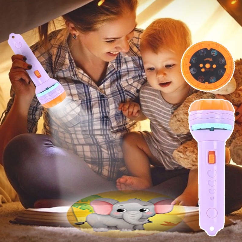 ไฟฉายโปรเจคเตอร์ แบบสไลด์เรืองแสง ลายการ์ตูนสัตว์ ของเล่น ไฟฉาย 24/96 รูปแบบ ของเล่นเสริมการเรียนรู้ - รูปที่ 2