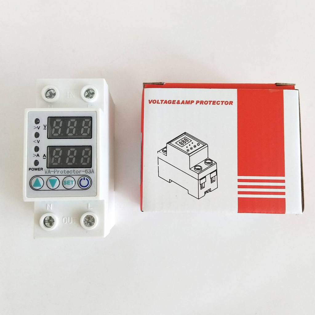 เครื่องป้องกันแรงดันไฟฟ้าเกิน แรงดันไฟฟ้าต่ำ ตั้งค่ากระแสเกินได้ Phase Protection 230VAC  LWGQ-63N