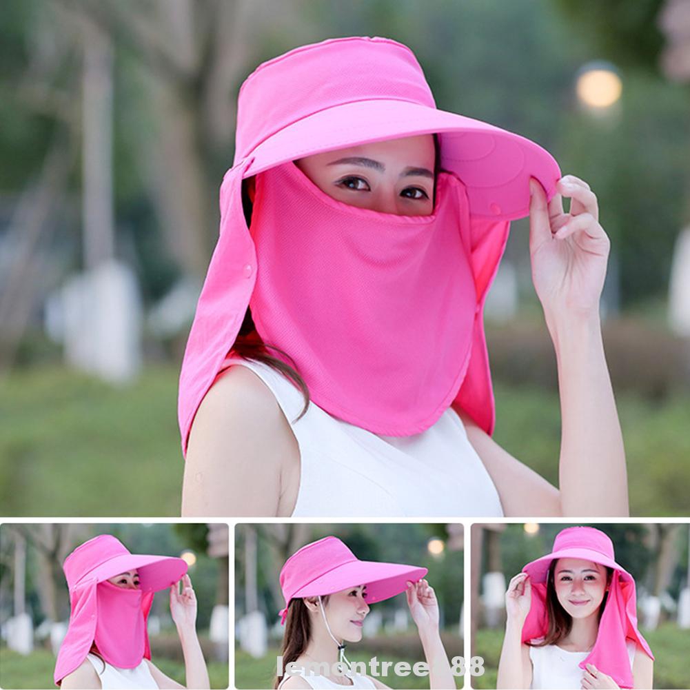 Women Anti-UV Neck Protection Removable Riding Sunshade Veil Visor Wide ...