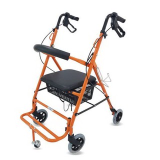 🔥 🔥 โรเลเตอร์ Rollator รถเข็นช่วยเดิน อุปกรณ์ใช้สำหรับช่วยเดิน พยุงเดิน สีส้ม(มีที่วางเท้า)