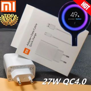 ชุดสายชาร์จแท้​ Mi9, Mi​9T​ Original Xiaomi Mi 9 Wall Charger 27W QC4.0 USB Adapter Type-C Cable For Mi 7 8 Lite 8se 9se