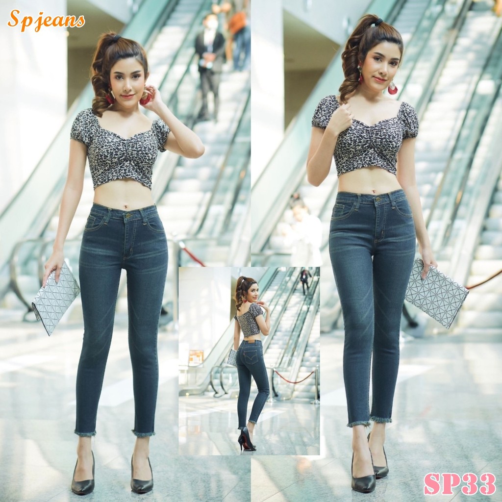 SP jeans กางเกงยีนส์ขาเดฟ 5ส่วน SP33 งานป้ายที่สวยเฉี่ยว แบบเป๊ะ ผ้านุ่ม สวมใส่สบาย
