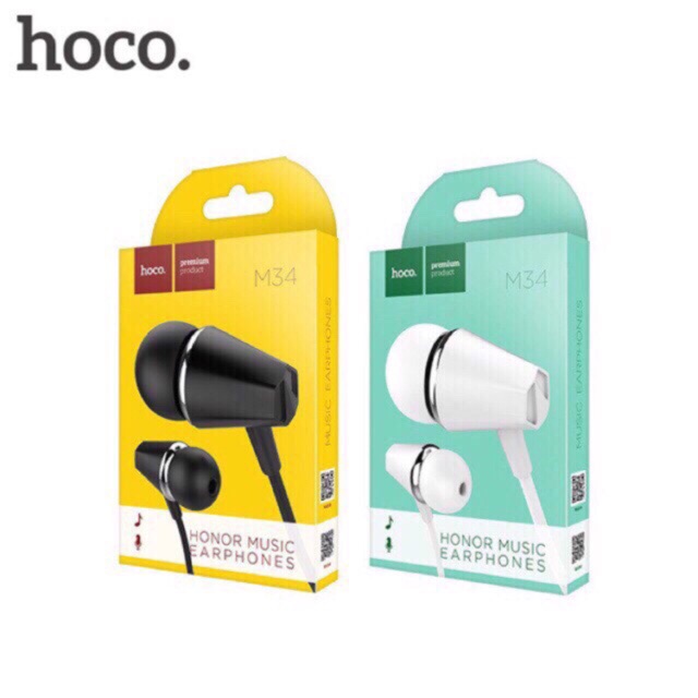 หูฟัง Small Talk Hoco M34 Honor Music Earphone แบบ in ear ฟังเพลงได้ คุยโทรศัพท์ได้ พร้อมจุดยางปรับลดขนาด ราคาถูๆ มี2สี