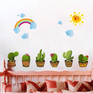 พร้อมส่ง! XH9276 สติ๊กเกอร์ติดผนัง สติ๊กเกอร์ติดผนังห้องนอน รุ่น Cactus (Wall Sticker)