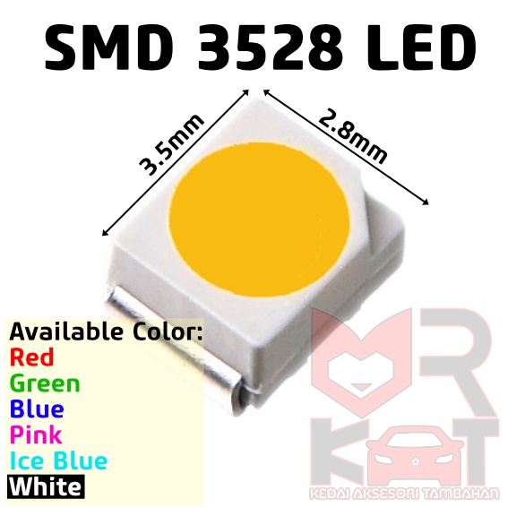 LED SMD 3528 สีขาวสีฟ้าน้ําแข็งสีฟ้าสีแดงสีเขียวสีชมพูสําหรับเมตร LED SMD 3528 Untuk เมตร Kereta